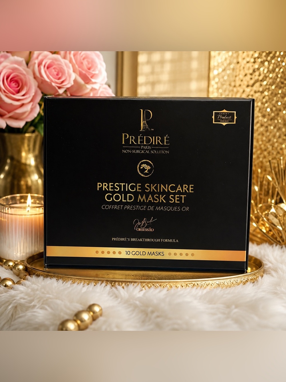 Prédiré Paris Prestige Skincare Gold Mask Set – 10 Luxury Gold Face Masks